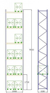 Pal-Rack 9000 pole 1900 / 1000 kg / základní pole